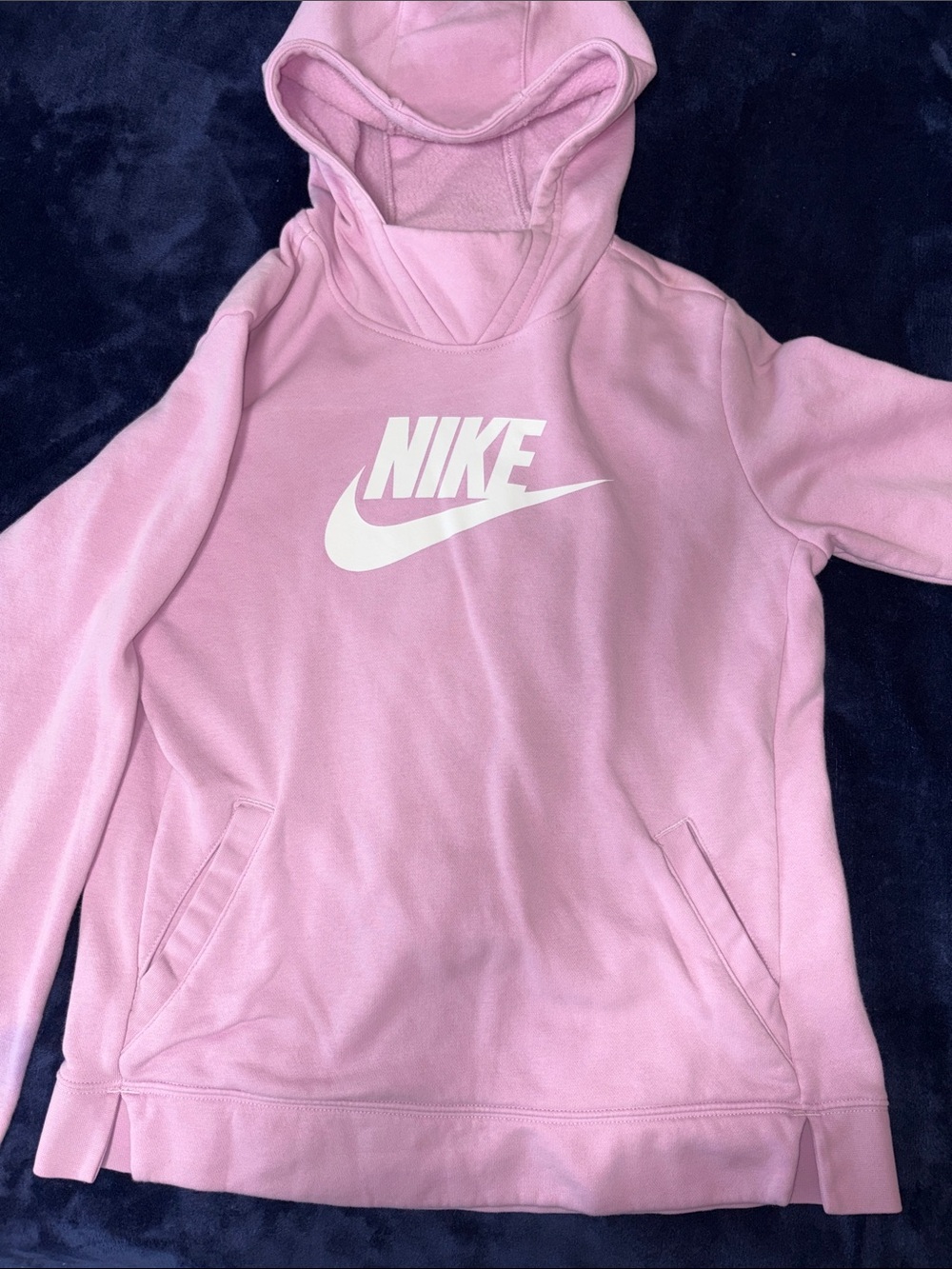 Nike Kids Pink Pullover Hoodie with White Logo